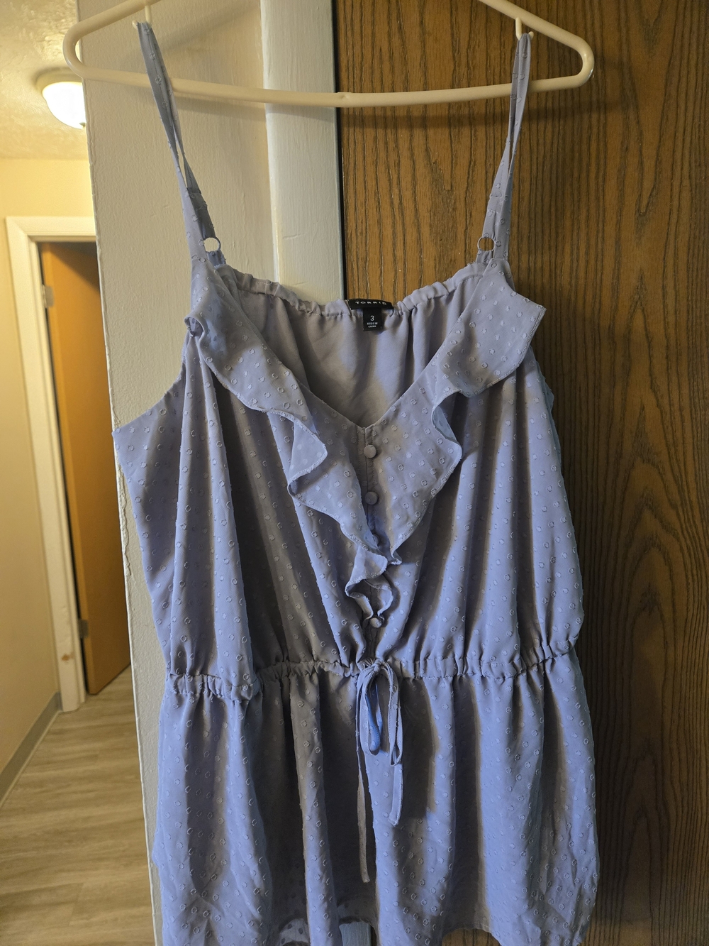 torrid Light Blue Ruffle Front Tie-Cami
